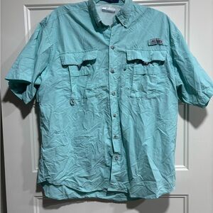 Columbia Men's Turquoise Button Down Shirt Fishing Shirt size Small
